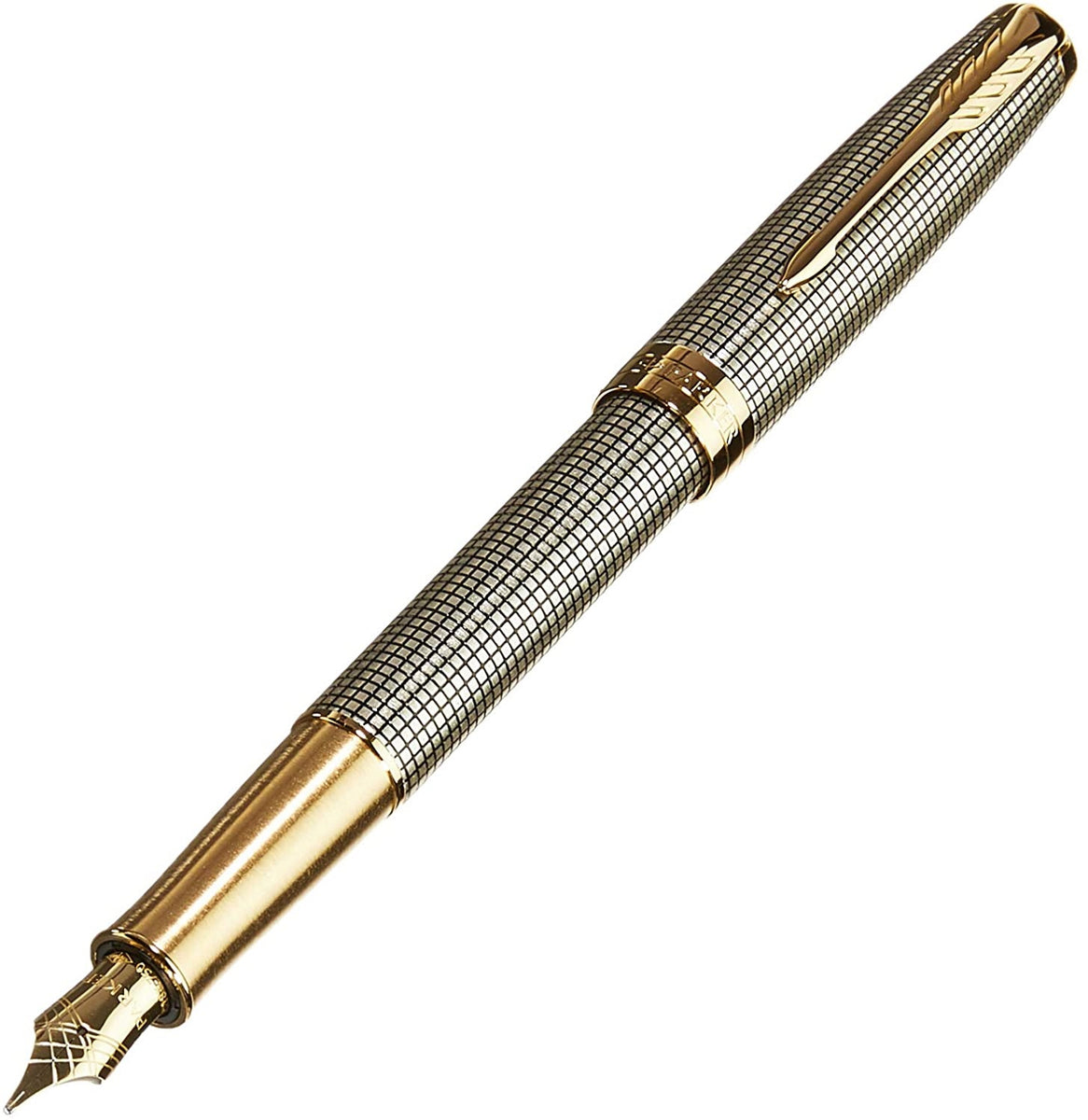 Parker Sonnet Premium Cisele Sterling Silver Gold Trim FP – 18k