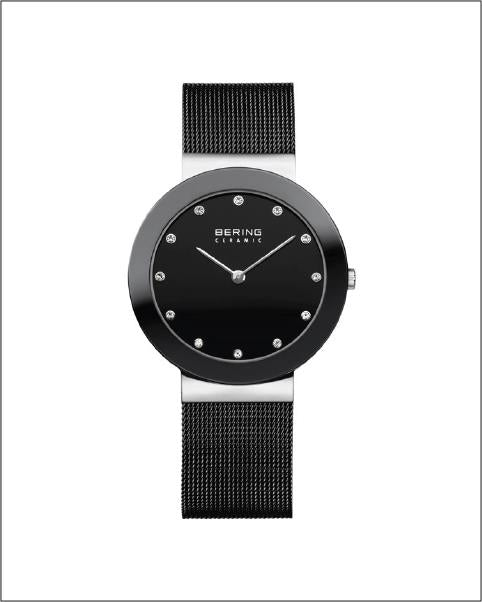 Bering Ceramic Polished Silver Pearl Watch