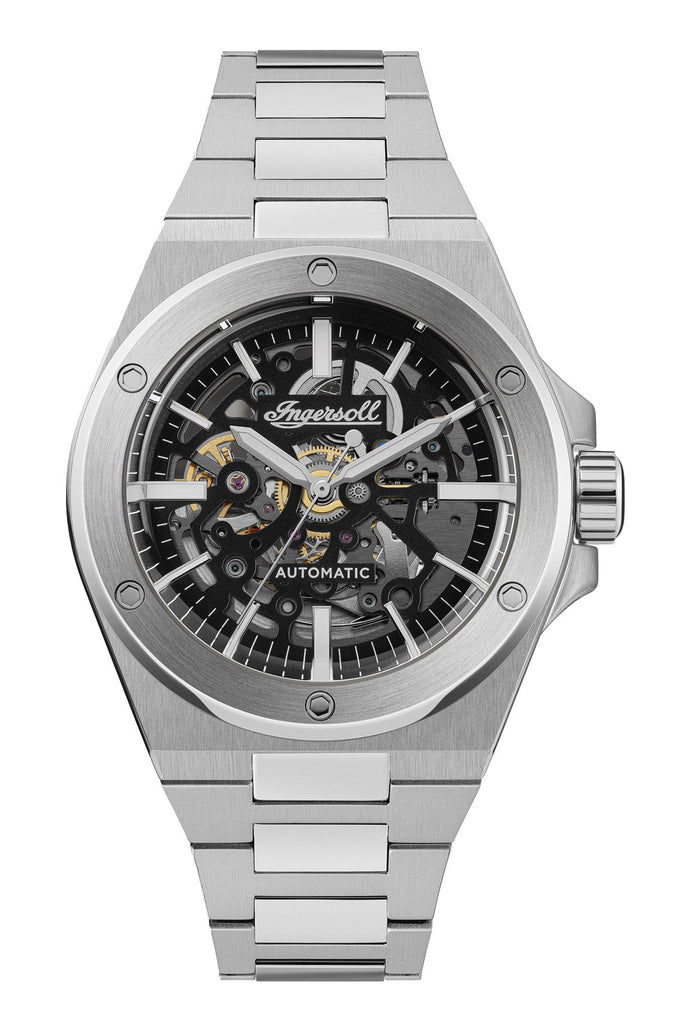 Ingersoll The Baller Automatic Black Dial Silver Stainless Steel Strap Watch