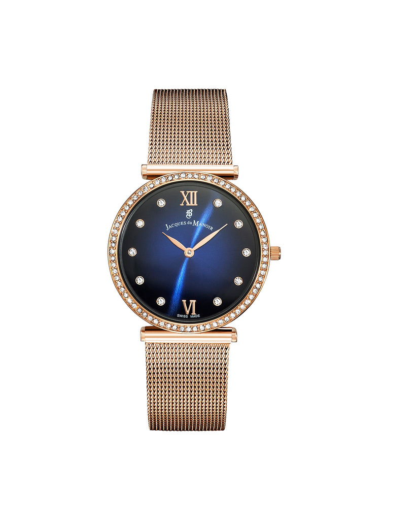 JDM Cocktail 34mm Blue Dial Rose Gold Strap Watch