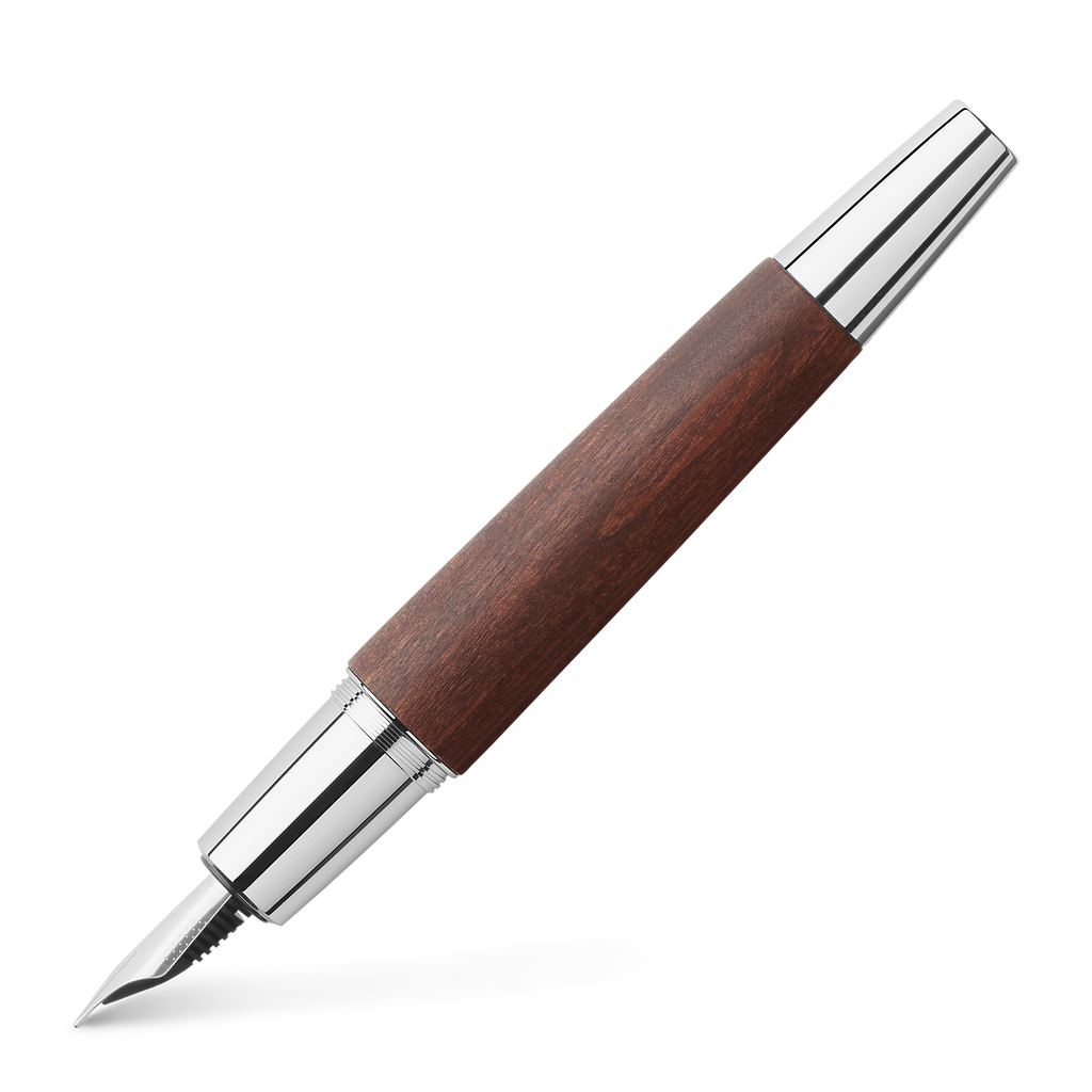 19-148210 e-motion PearwoodDarkBrown FountainPenM ProductShot Diagonal Faber Castell