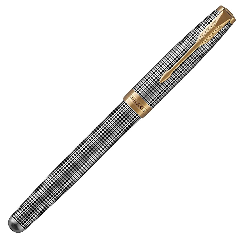Parker Sonnet Premium Cisele Sterling Silver Gold Trim Rollerball Pen