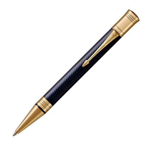 Parker Duofold Prestige Blue Chevron Gold Trim Ballpoint Pen