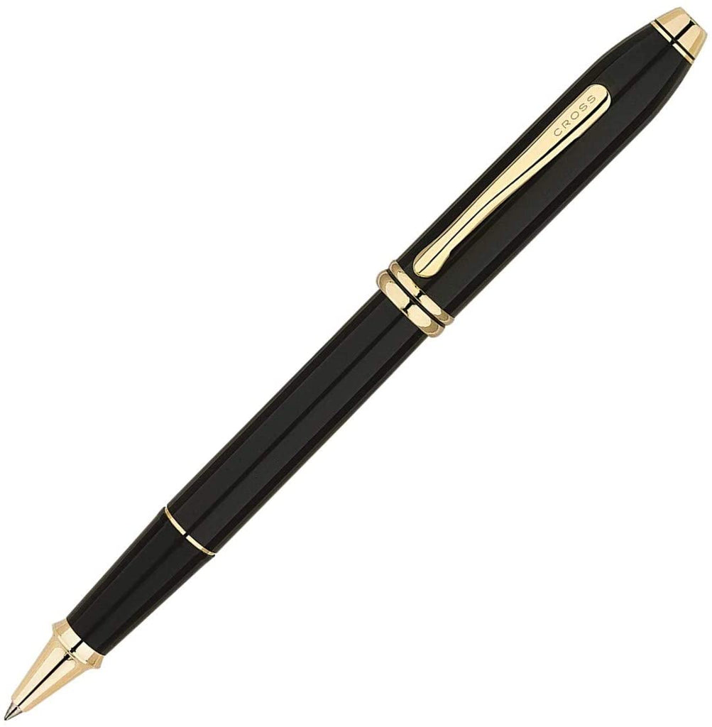 Cross Townsend Black Lacquer Selectip Gold Trim with 23KT Gold-Plated Rollerball