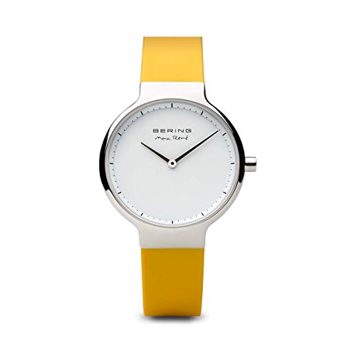 Bering Max René Polished Silver Yellow Silicone Watch