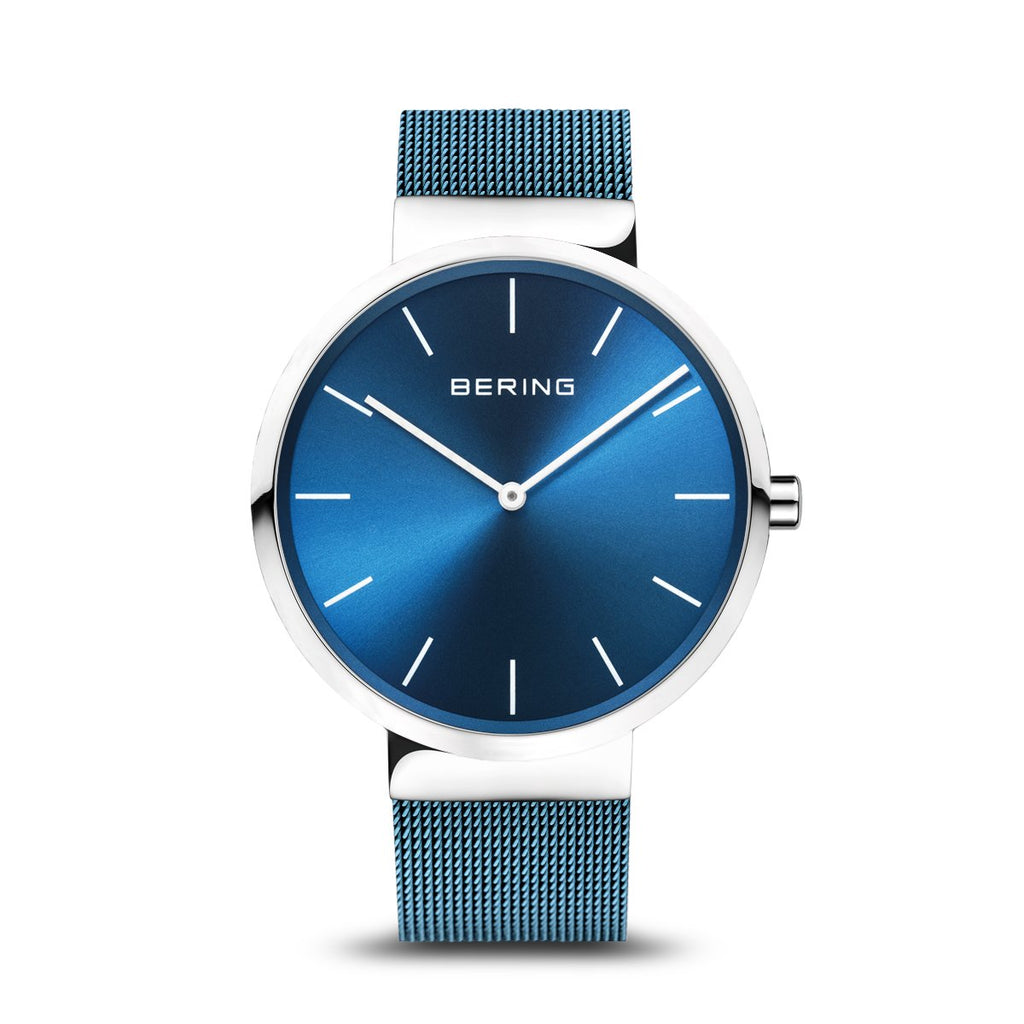Bering Classic 40mm Blue Mesh Watch