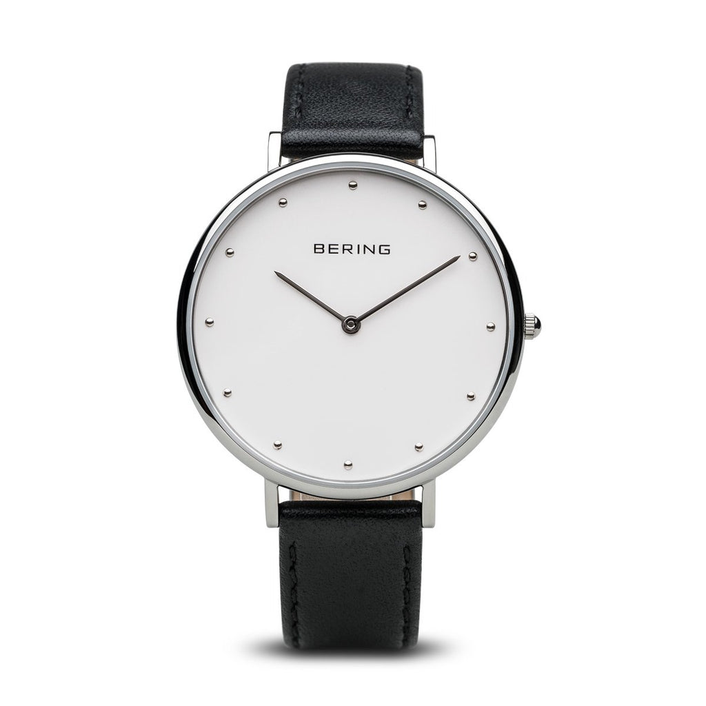 Bering Classic Polished Silver 39mm Black Watch