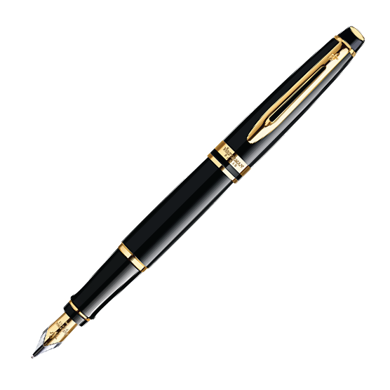 Waterman Expert Black Lacquer Gold Trim Fountain Pen