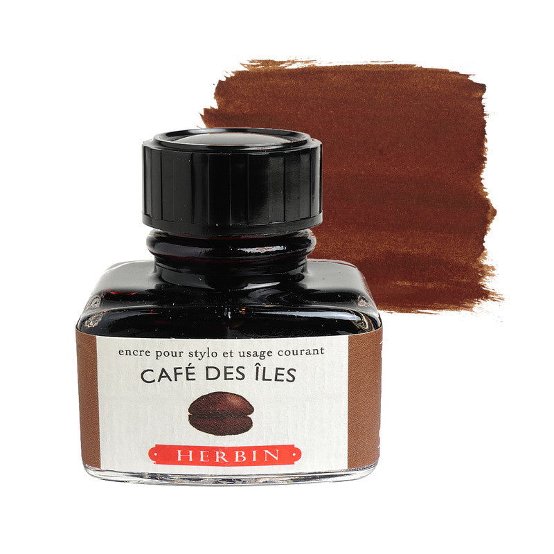 HERBIN - FOUNTAIN PEN INK - 30ML BOTTLE - COFFEE BROWN (CAFE DES ILES)