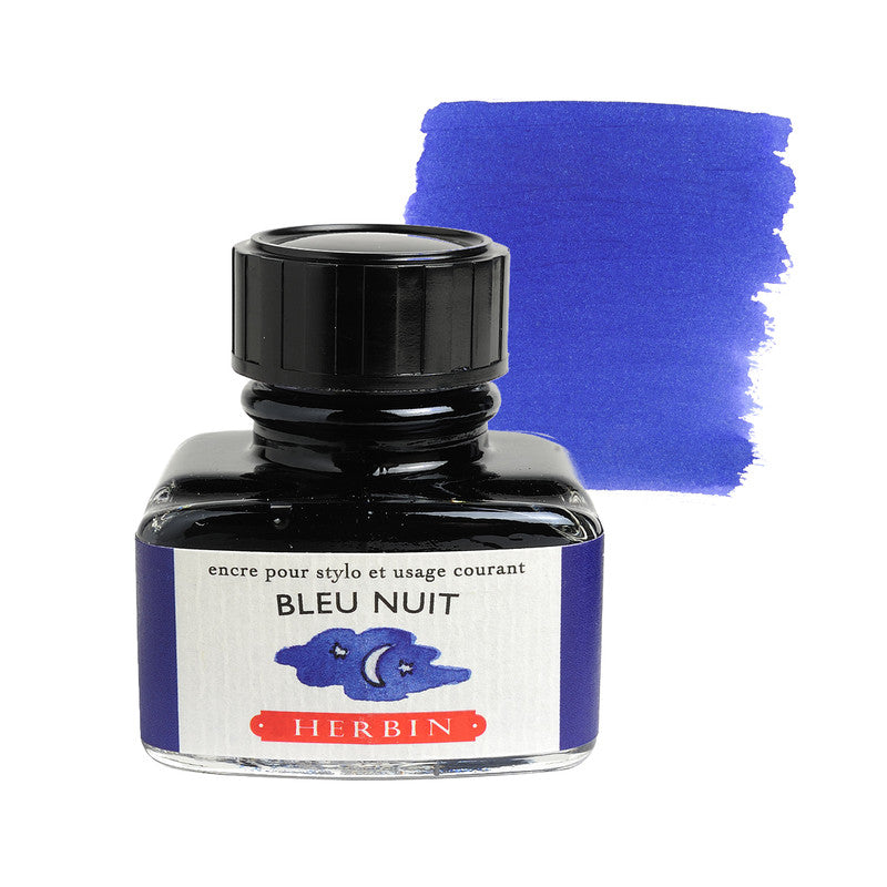 HERBIN - FOUNTAIN PEN INK - 30ML BOTTLE - NIGHT BLUE (BLEU NUIT)