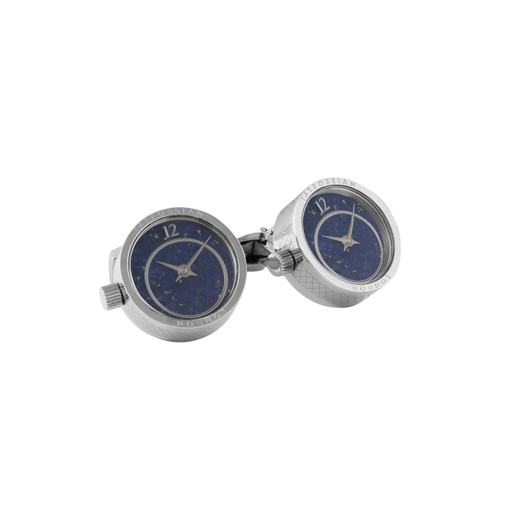 Tateossian Lapis Prezioso Watch Dark Blue cufflinks in stainless steel