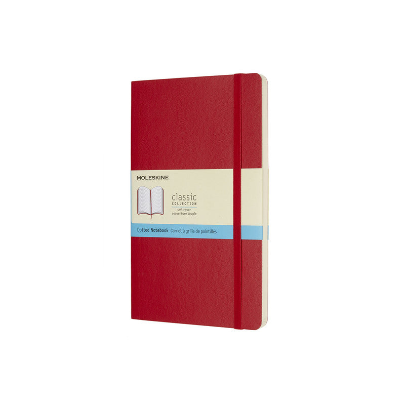 MOLESKINE - CLASSIC SOFT COVER NOTEBOOK - DOT GRID - LARGE - SCARLET RED