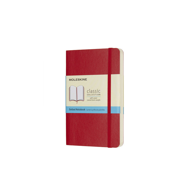 MOLESKINE - CLASSIC SOFT COVER NOTEBOOK - DOT GRID - POCKET - SCARLET RED