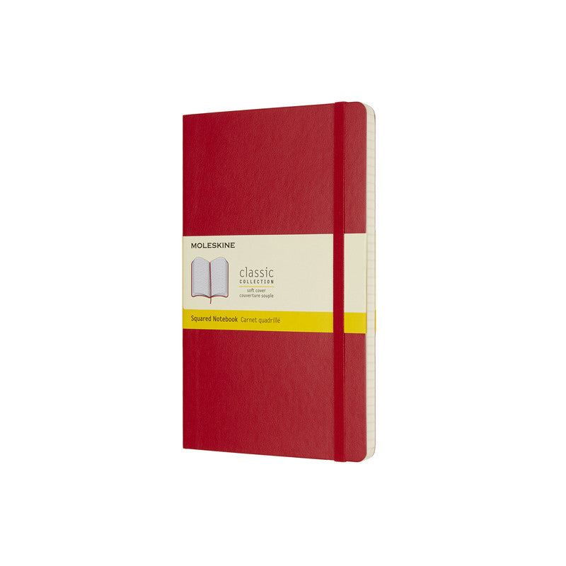 MOLESKINE - CLASSIC SOFT COVER NOTEBOOK - GRID - LARGE - SCARLET RED