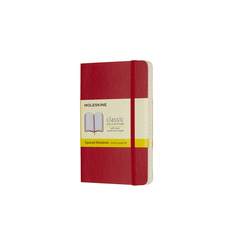 MOLESKINE - CLASSIC SOFT COVER NOTEBOOK - GRID - POCKET - SCARLET RED