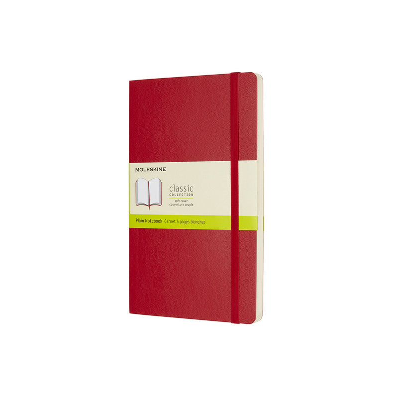MOLESKINE - CLASSIC SOFT COVER NOTEBOOK - PLAIN - LARGE - SCARLET RED