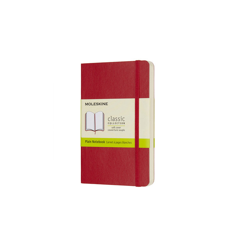 MOLESKINE - CLASSIC SOFT COVER NOTEBOOK - PLAIN - POCKET - SCARLET RED