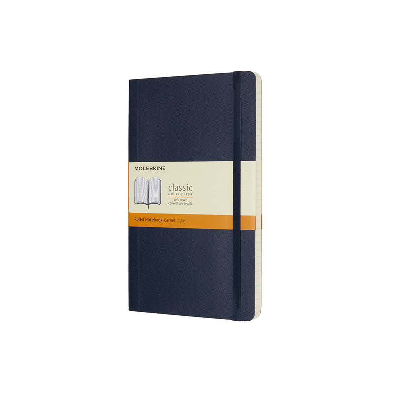 MOLESKINE - CLASSIC SOFT COVER NOTEBOOK - RULED - LARGE - SAPPHIRE BLUE