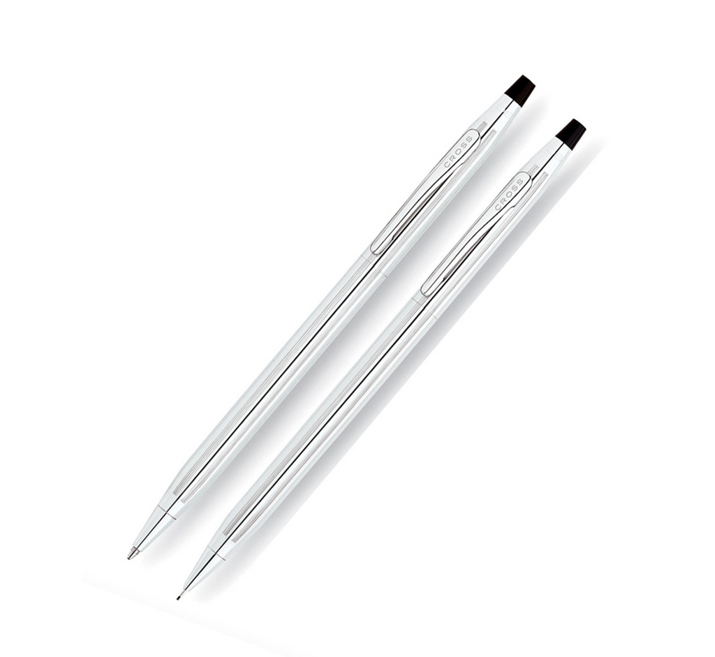 Cross Classic Century Satin Chrome Ballpoint Pen/0.7mm Pencil Set
