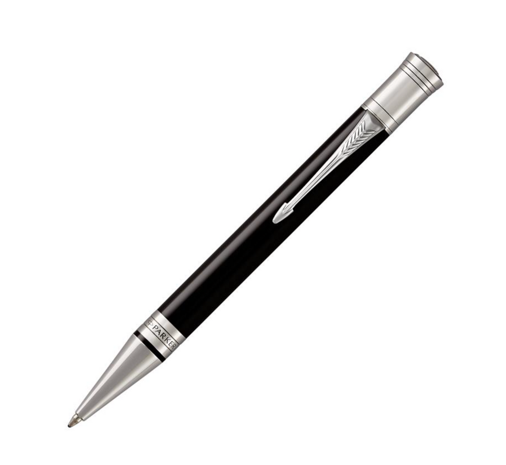 Parker Duofold Black Chrome Trim Ballpoint Pen