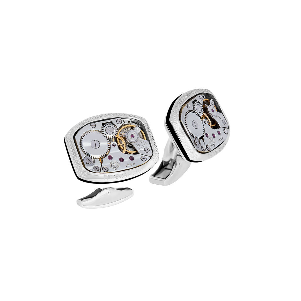 Tateossian Signature Vintage Skeleton Rectangle cufflinks in sterling silver
