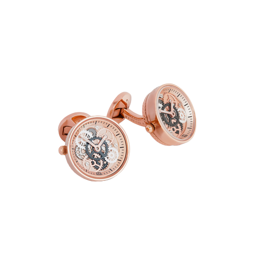 Tateossian Vintage Gear Watch cufflinks in rose gold plated stainless steel (Limited Edition of 100 pairs)