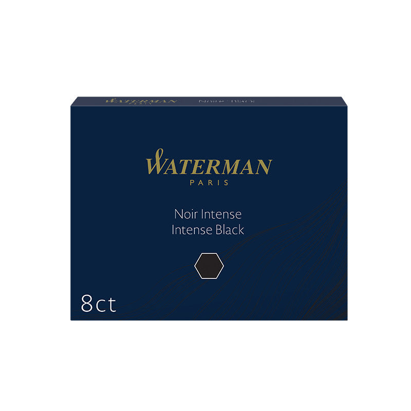 Waterman Intense Black Ink Cartridges - Larger International Standard 8 Pack