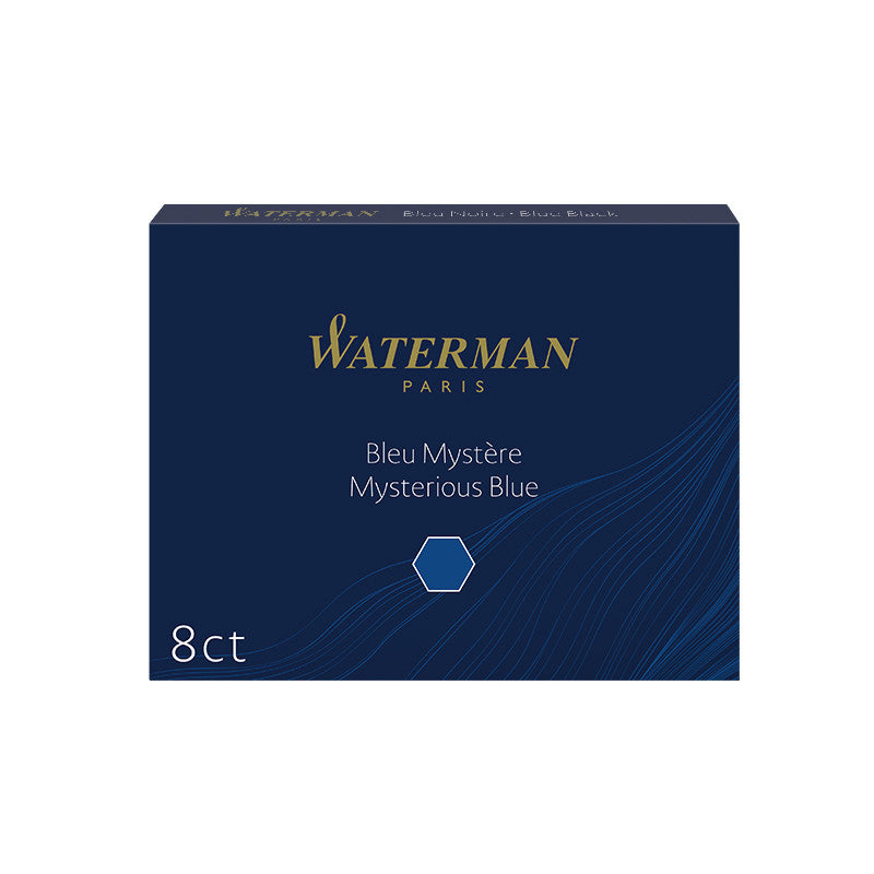 Waterman Mysterious Blue Ink Cartridges - Larger International Standard 8 Pack