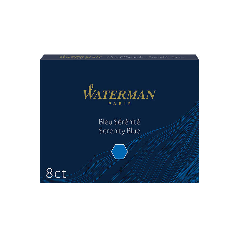 Waterman Serenity Blue Ink Cartridges - Larger International Standard 8 Pack