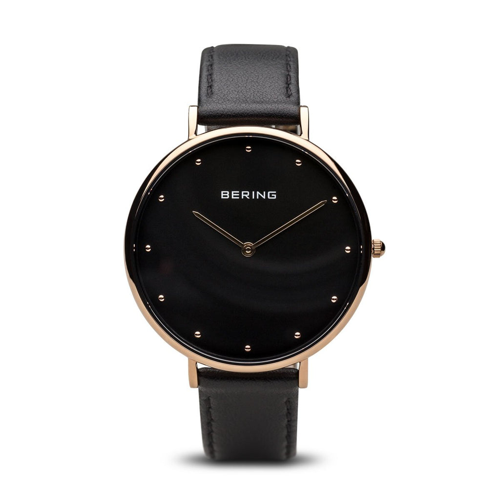 Bering Classic Polished Rose Gold 39mm Black Watch