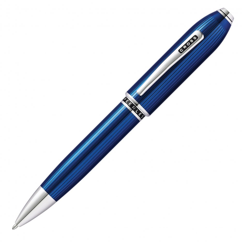 Cross Peerless 125 Translucent Quartz Blue Engraved Lacquer Ballpoint Pen