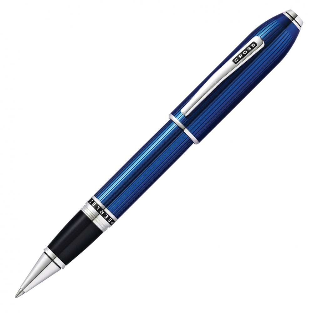Cross Peerless 125 Translucent Quartz Blue Engraved Lacquer Rollerball Pen